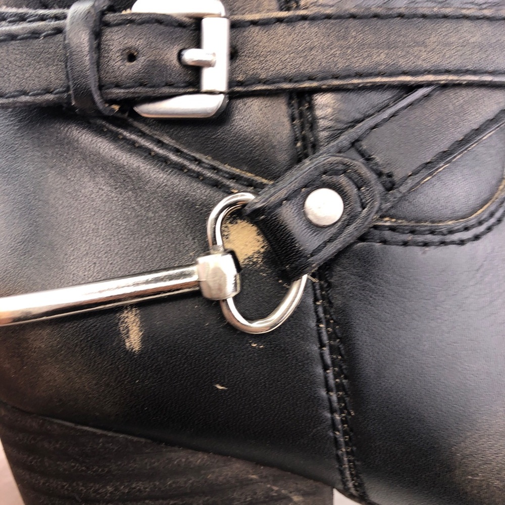 Steven by Steve Madden Spur Black Leather Boots 9 - Picture 12 of 13
